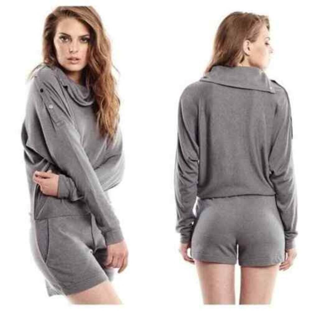 BCBGMaxazria Dolman Sleeve Cowl Neck Womens Blue Romper Size S